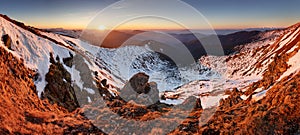 Mountain landcape at spring - winter in Slovakia, Low Tatras pan