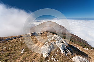 Mountain landscape above the clouds
