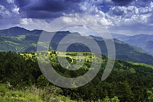 Mountain landscape along Forca di Presta, Marche, italy