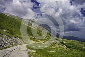 Mountain landscape along Forca di Presta, Marche, italy