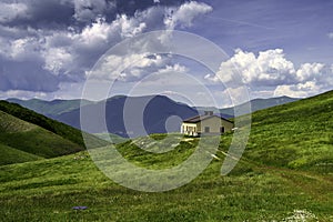 Mountain landscape along Forca di Presta, Marche, italy