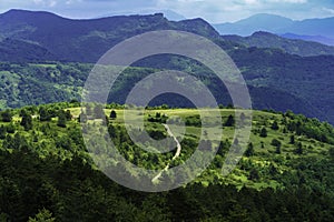 Mountain landscape along Forca di Presta, Marche, italy