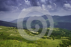 Mountain landscape along Forca di Presta, Marche, italy