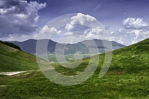 Mountain landscape along Forca di Presta, Marche, italy