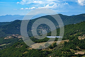 Mountain landscape along the road to Foce Carpinelli, Tuscany, Italy