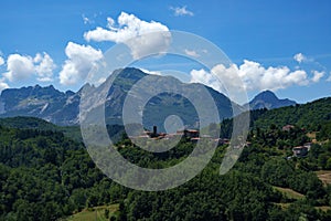 Mountain landscape along the road to Foce Carpinelli, Tuscany, Italy