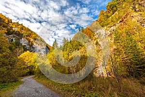 Mountain landscape in autumn sunny day