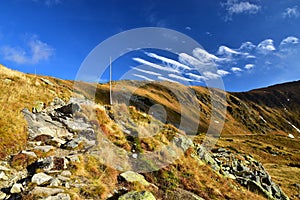 Mountain landscape autumn trek path