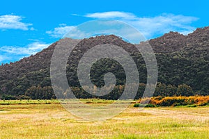 Mountain landscape with blue sky