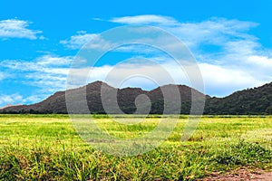 Mountain landscape with blue sky