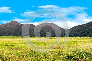 Mountain landscape with blue sky