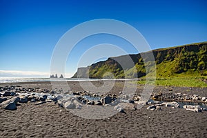 Mountain landscape with blue sky at Vik, Iceland