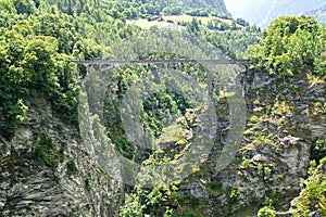 Mountain landscape with bridge. Switzerland