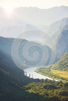 Mountain landscape with canyon of Cetina river, Dinara mountains, Omis, Dalmatia, Croatia