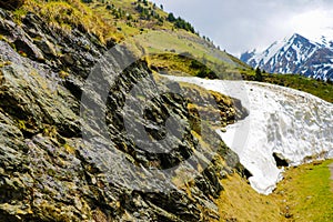 Mountain landscape. Carpathian Mountains in Romania. Cliffs nearby Transfagarasan road. Discover the world of beauty. Scenic