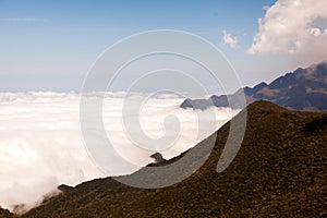 Mountain landscape with clouds below