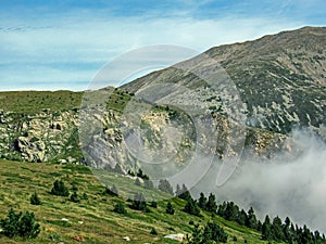 Mountain landscape with the clouds, Pyrenees, Canigou massif, France