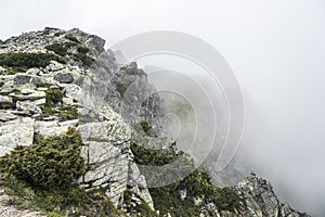 Mountain landscape on a cloudy day with rain clouds. Tatra Mountains.