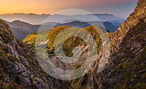 Mountain Landscape at Colourful Sunset