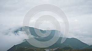 Mountain landscape covered in clouds on Wugong Mountain in Jiangxi, China