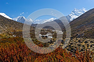 Mountain landscape from Dingboche to Chukung village, Everest re