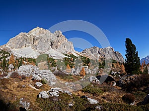 Mountain landscape with the Dolomites, mountain range located in Italy photo
