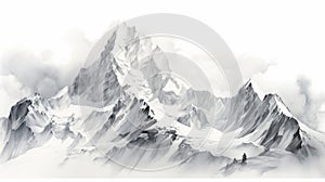 Mountain Landscape Drawing Abstract Art Inspired By Artgerm And Frostpunk