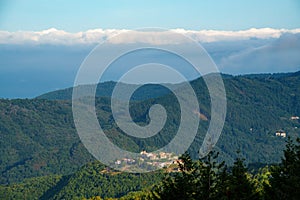 Mountain landscape at Foce Carpinelli, Tuscany, Italy. Morning