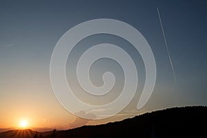 Mountain landscape at Foce Carpinelli, Tuscany, Italy. Sunset