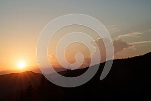 Mountain landscape at Foce Carpinelli, Tuscany, Italy. Sunset