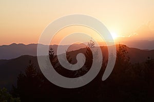 Mountain landscape at Foce Carpinelli, Tuscany, Italy. Sunset