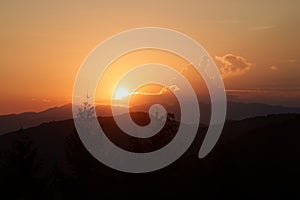 Mountain landscape at Foce Carpinelli, Tuscany, Italy. Sunset