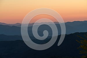 Mountain landscape at Foce Carpinelli, Tuscany, Italy. Sunset