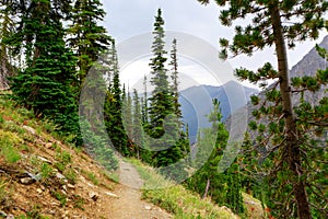 Mountain landscape with a footpath for hiking