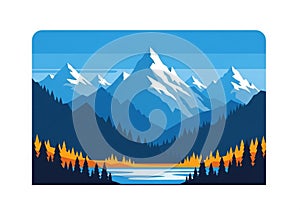 Mountain landscape generated with digital art techniques. Snow-