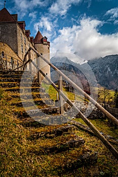 Mountain landscape in Gruyeres, Fribourg,Switzerland