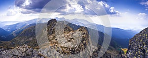 Mountain landscape. Hiking fagaras mountains in Romania. Carpathians, Transilvania, Romania, Europe. Transfagarasan road.