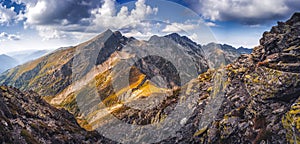 Mountain landscape. Hiking fagaras mountains in Romania. Carpathians, Transilvania, Romania, Europe. Transfagarasan road.