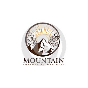 Mountain landscape icon Logo Business Template Vector, shape of the mountain line logo vector, logo app