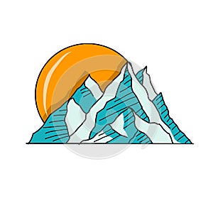 Mountain landscape icon Logo Business Template Vector, shape of the mountain line logo vector, logo app