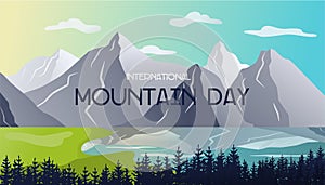 Mountain landscape. International mountain day. Vector illustration with a gradient