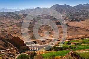 Mountain landscape of Iran. The ancient bridge in the vicinity of Yazd. photo