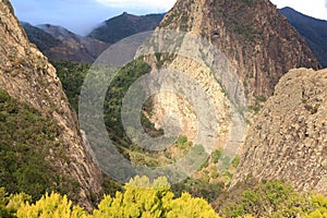 Mountain landscape of the island of La Gomera. Canary Islands. Spain