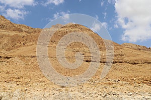 Landscape in the Judean desert on the shores of the Dead Sea in Israel