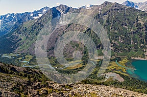 mountain landscape with lake in Altay, Russia