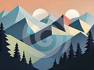 mountain landscape in low poly polygonal style