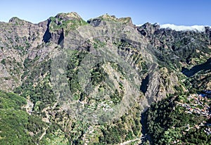 Mountain landscape, Madeira island, Portugal. Nun`s Valley. Eira