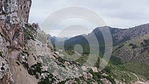 Mountain landscape Mallorca island Spain dron 4K video.