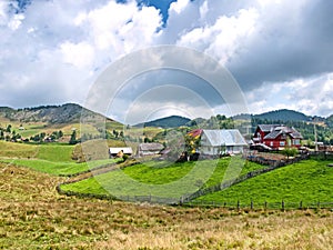 Mountain landscape and Moieciu village 