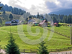 Mountain landscape and Moieciu village 